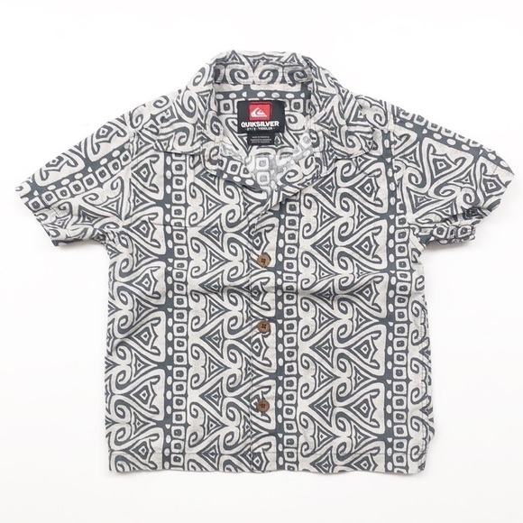 Quiksilver gray tribal print button down toddler boys shirt - Picture 1 of 4